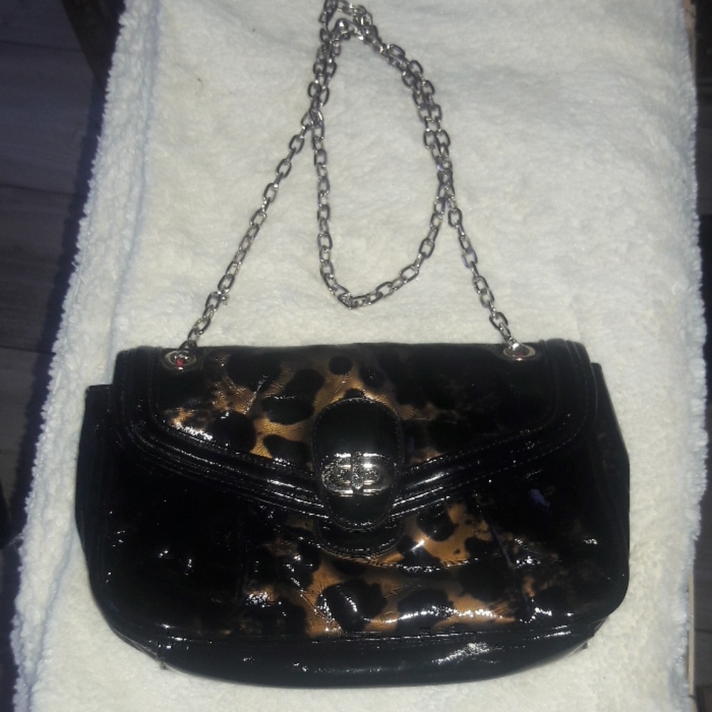 Express Cheetah Print patent leather chain handle purse